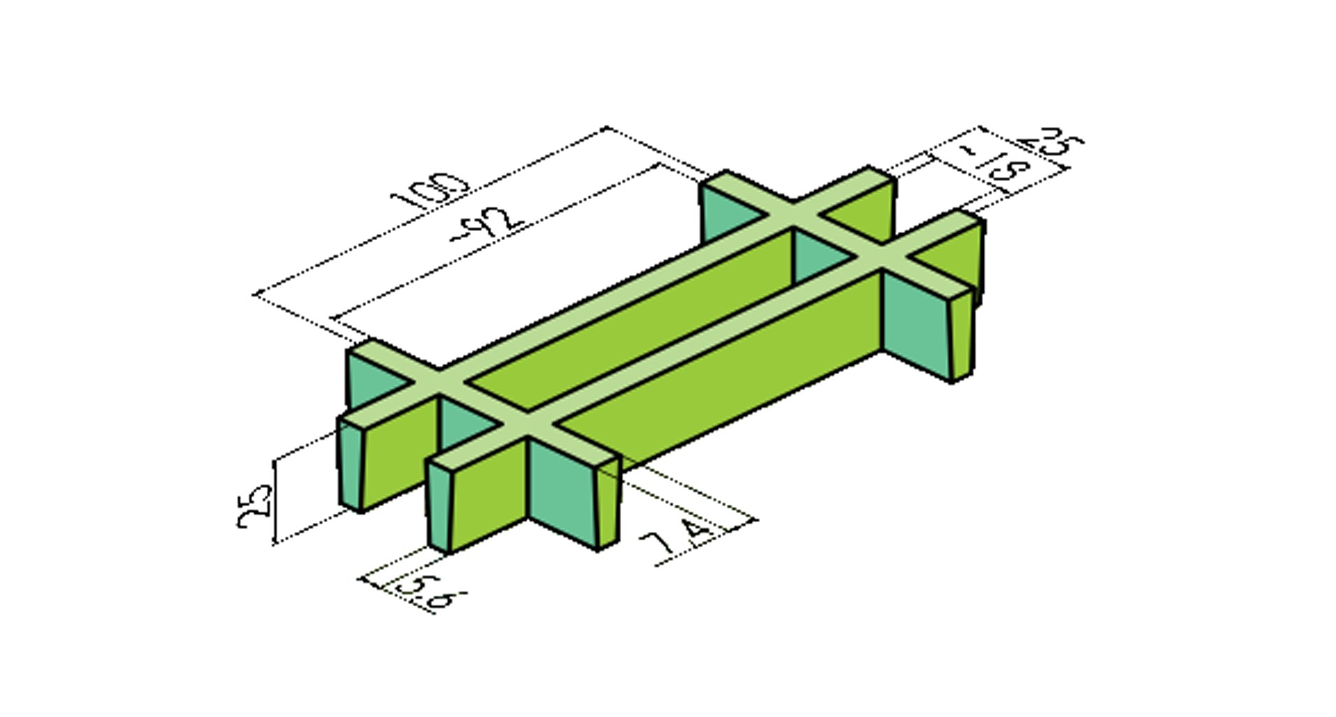 Caillebotis PRV Maille 100x25 (vide 92x18) Ht 25 mm.