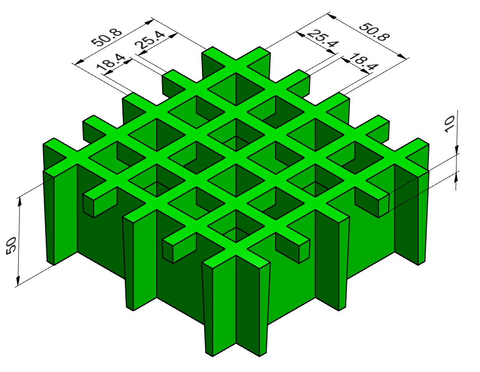 Caillebotis PRV Maille 25x25 (vide 17x17) Hauteur 50 mm ( Nous consulter )