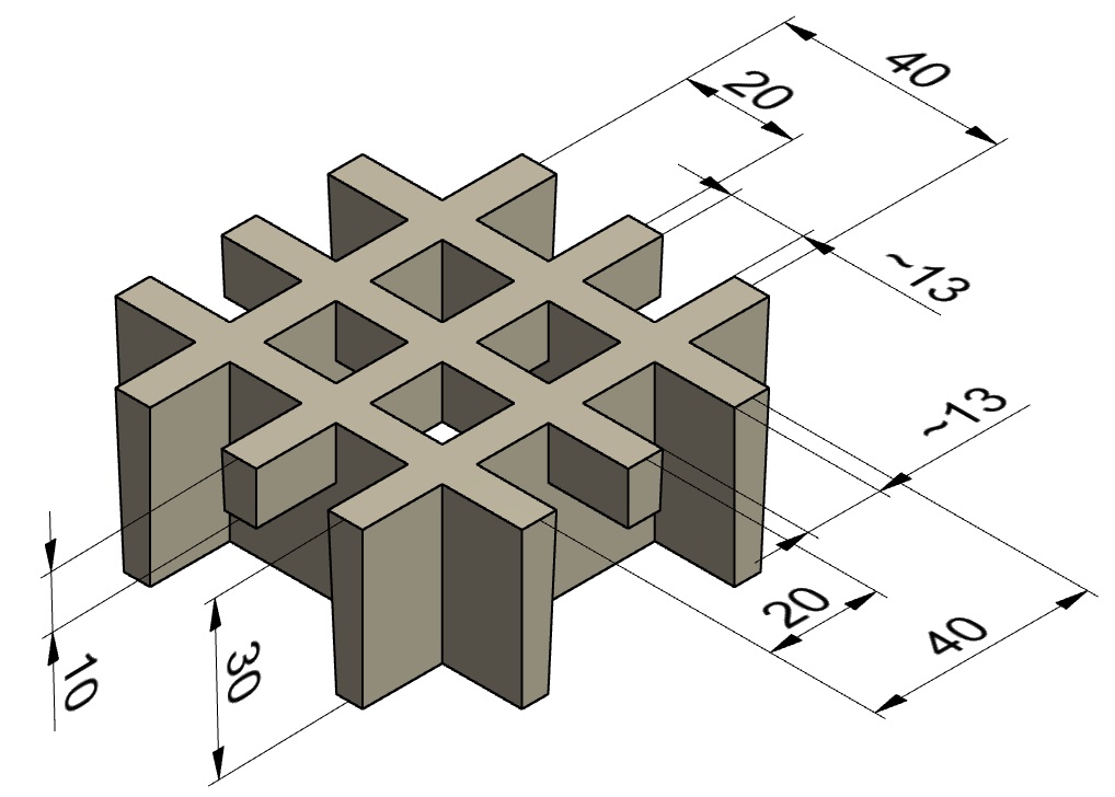 Maille 20x20 (vide 13x13) Hauteur 30 mm