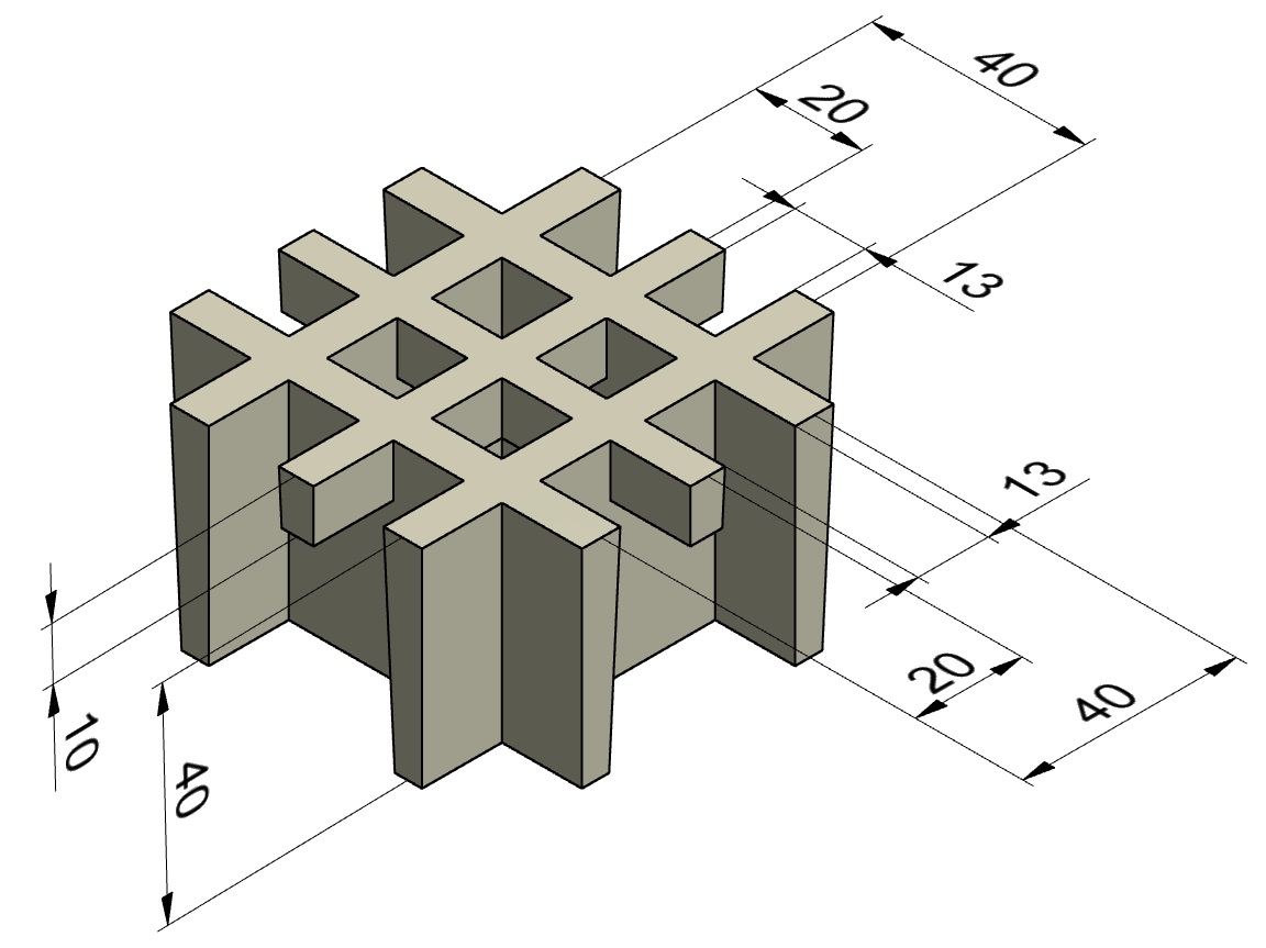 Maille 20x20 (vide 13x13) Hauteur 40 mm