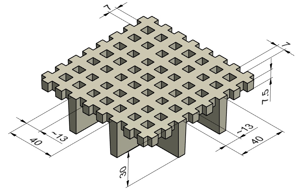 Caillebotis PRV Maille 13x13 (vide 7x7) Hauteur 30 mm.